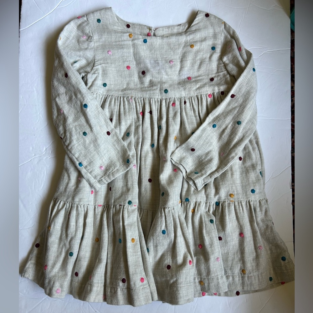 Boden Gray Dress with Colorful Dots 2-3